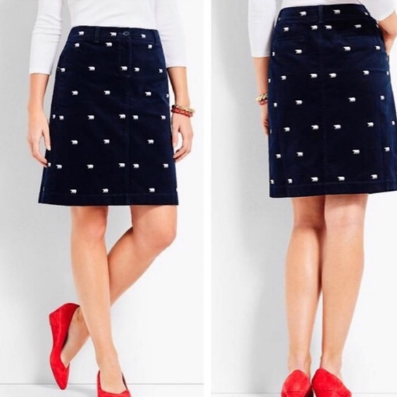 Talbots Dresses & Skirts - Talbots Polar Bear Embroidered Velveteen Skirt 2 J. Crew